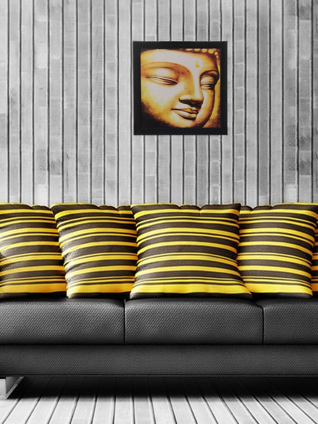 eCraftIndia Multicoloured Spiritual Buddha Satin Framed Wall Art