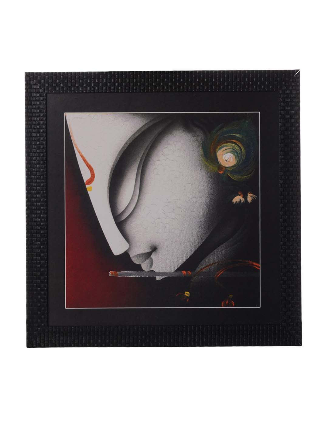 eCraftIndia Krishna Playing Flute Canvas Wall Rectangle Paintings Wall Art - 14 x 14In