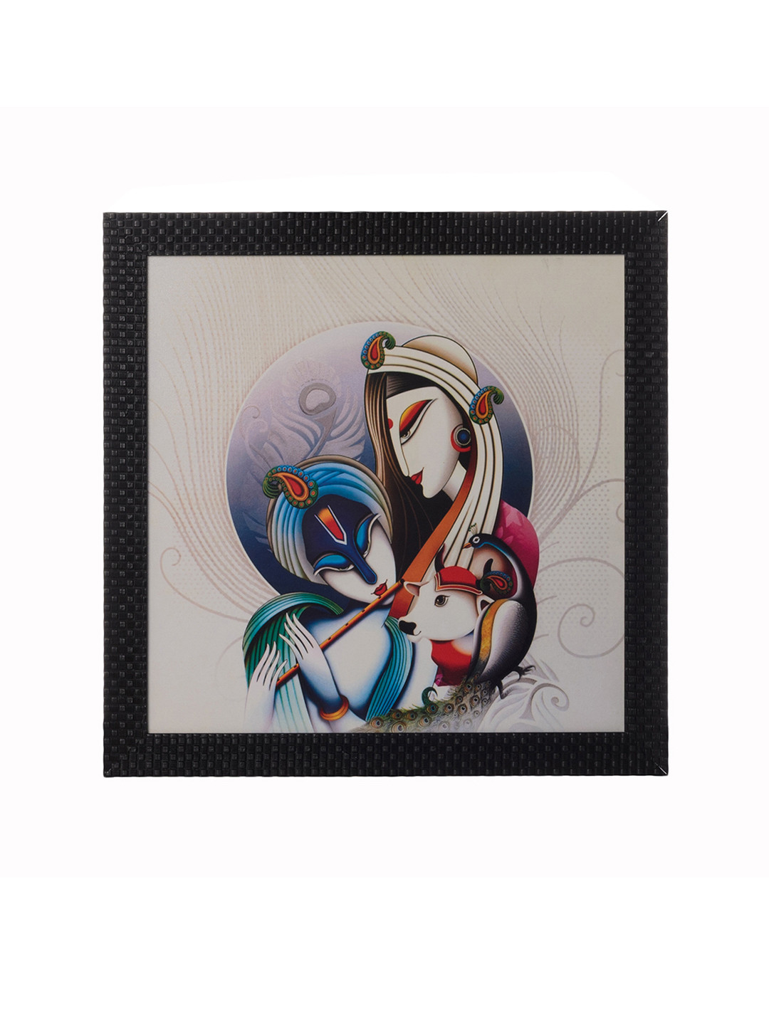 eCraftIndia Radha Krishna Paper Wall Square Paintings Wall Art - 14 x 14 In