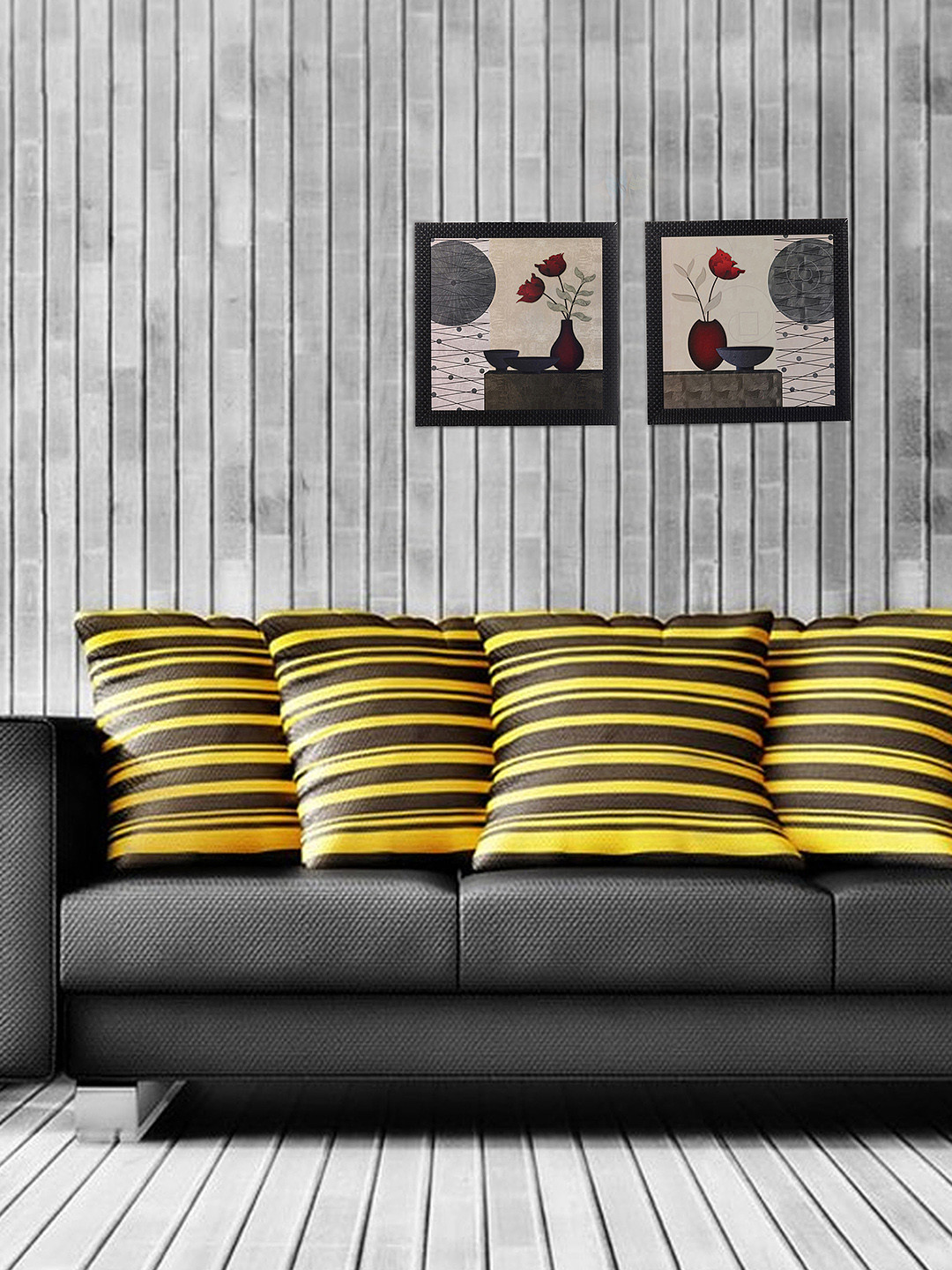 eCraftIndia Paper 2 Piece Wall Square Paintings Wall Art - 14 x 14 In