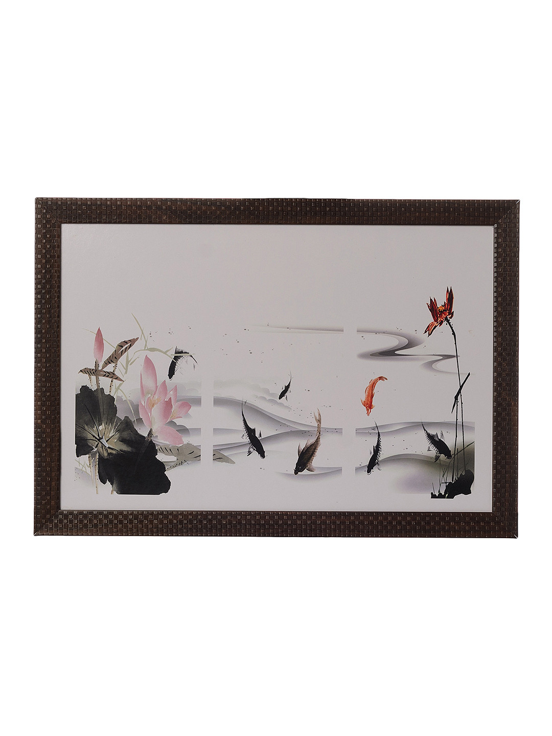 eCraftIndia Off-White Sea Life Satin Matte Texture Framed UV Wall Art