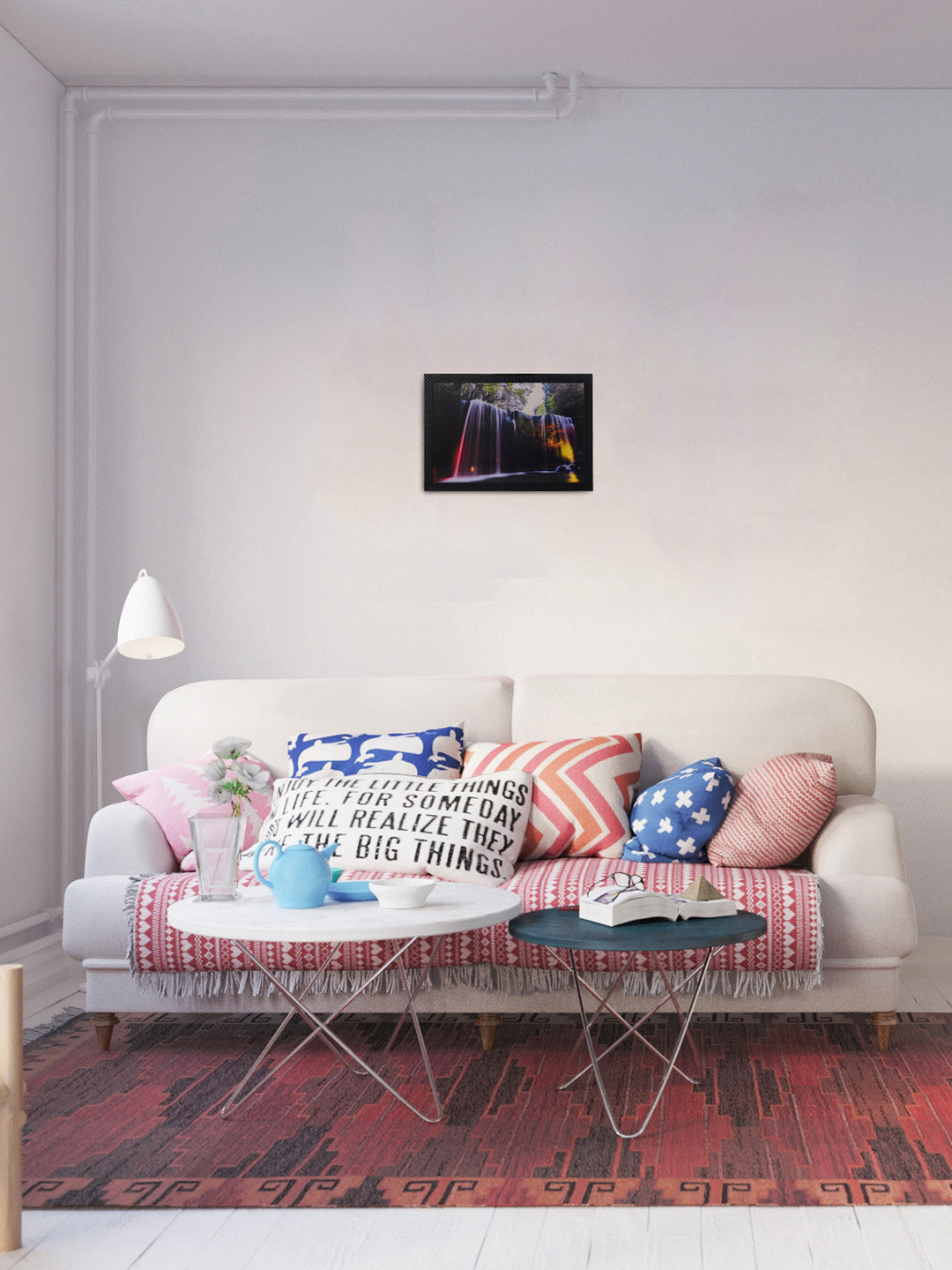 eCraftIndia Colorful Water Fall Synthetic Wood Rectangle Paintings Wall Art - 14 x 20 In