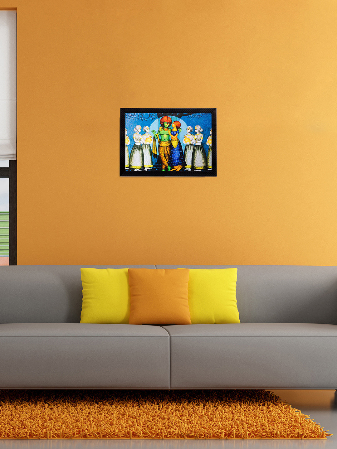 eCraftIndia Blue & Green Radha Krishna UV Wall Art