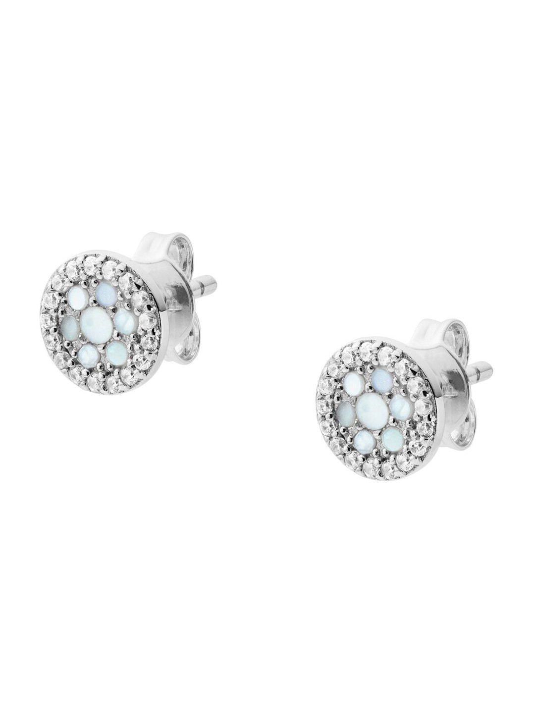 Fossil Woman 925 Sterling Silver-Toned Contemporary Studs Earrings