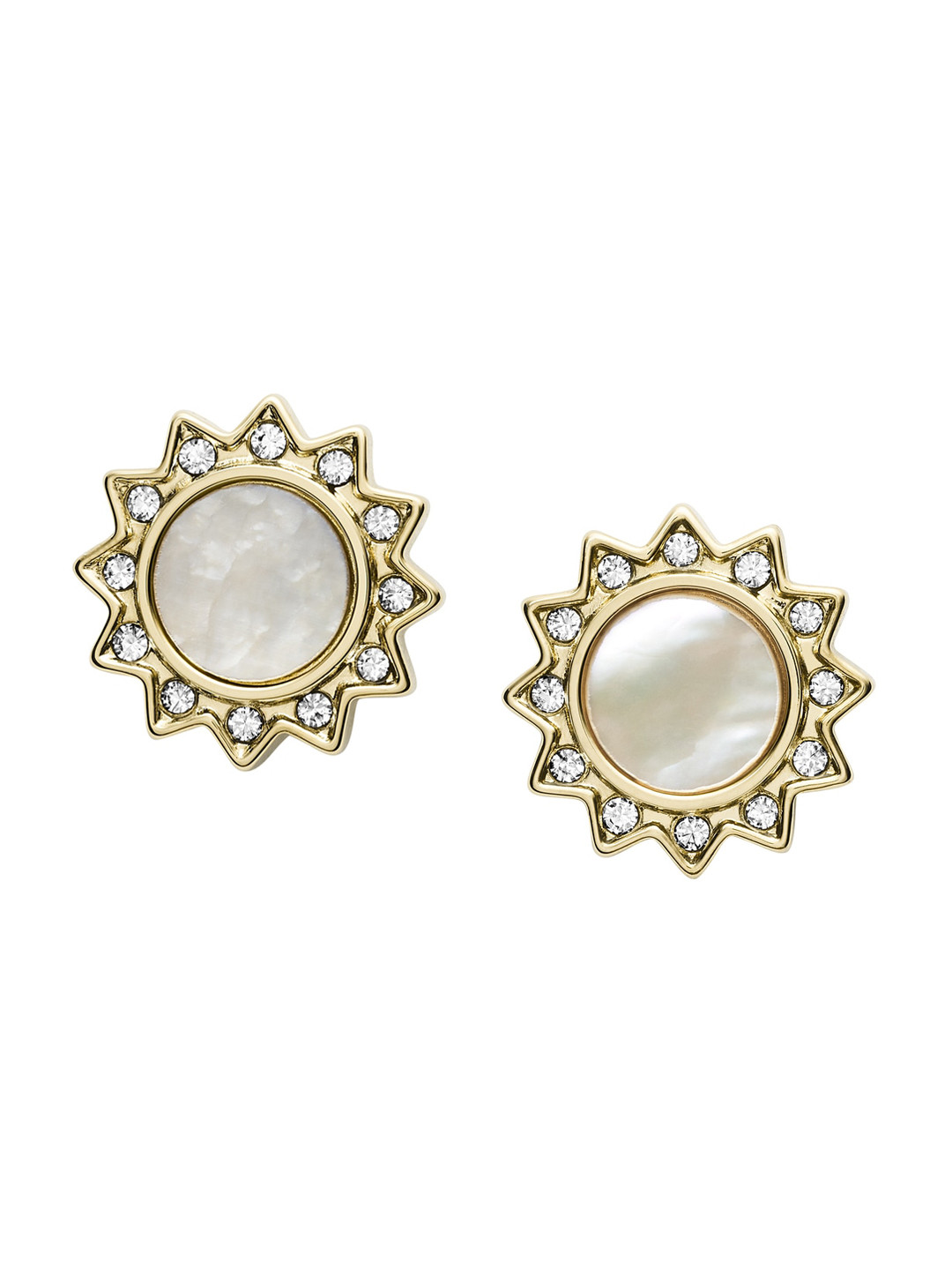 Fossil Gold-Plated Contemporary Crystal Studded Studs