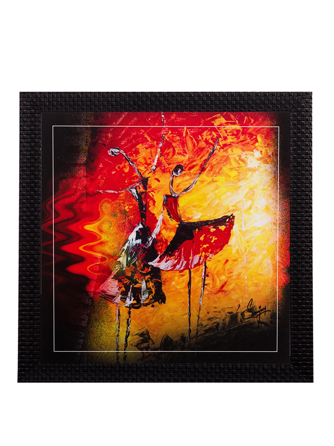 eCraftIndia Multicoloured Dancing Girls Framed UV Wall Art