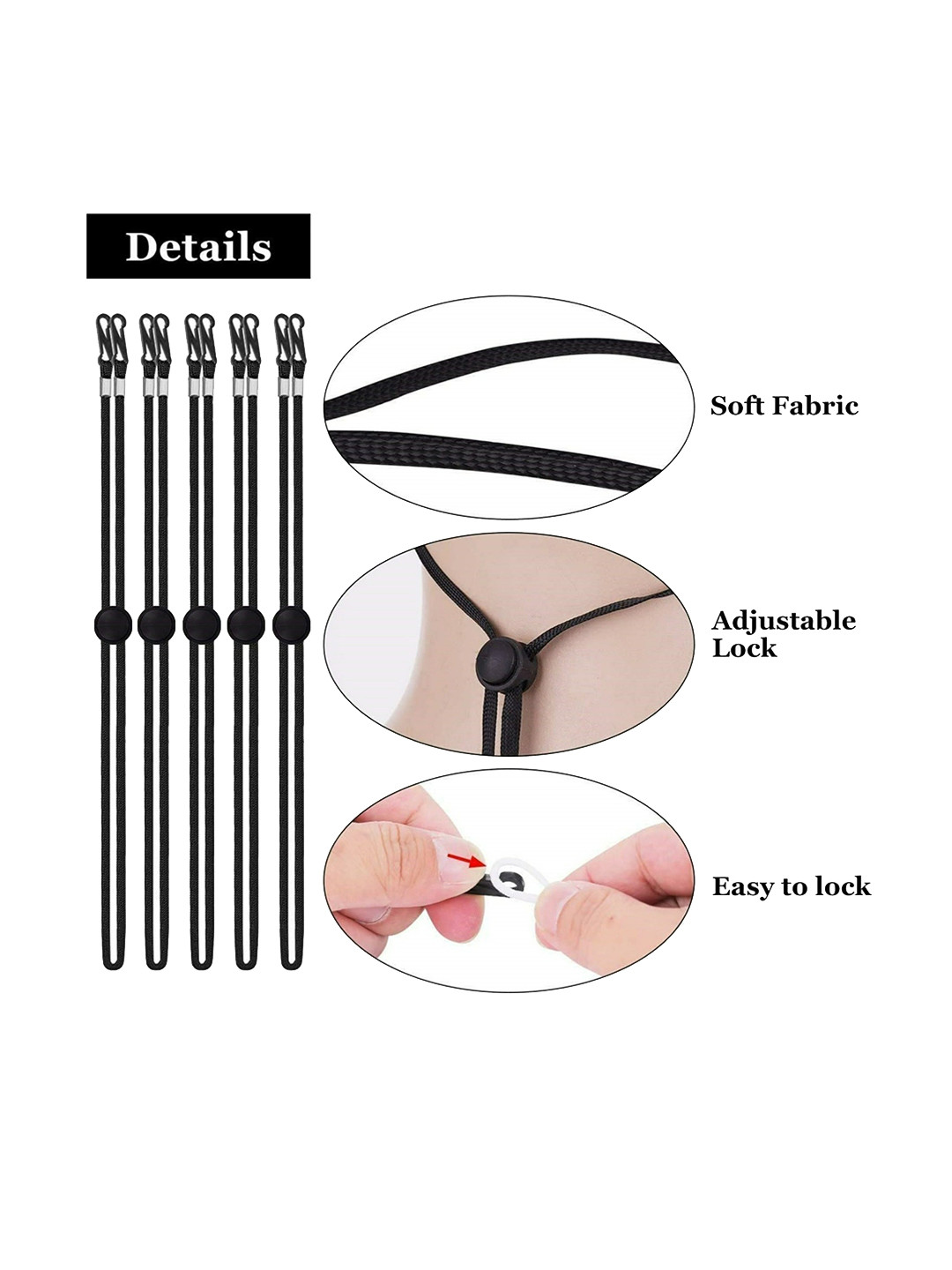 EL REGALO Set Of 5 Black Mask Lanyard