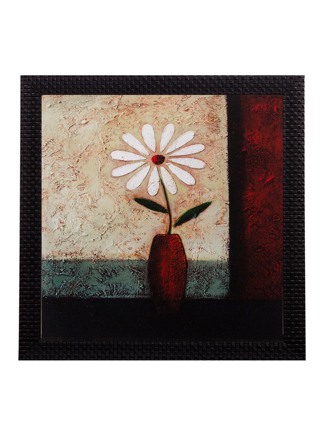 eCraftIndia Floral Pot Paper Wall Square Paintings Wall Art -11 x 11 In