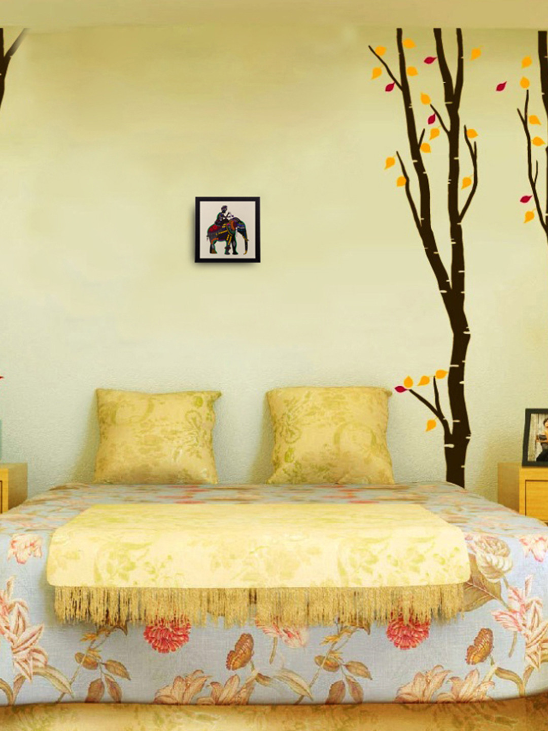 eCraftIndia Multicoloured Villager on Elephant Matt Texture Framed Artwork