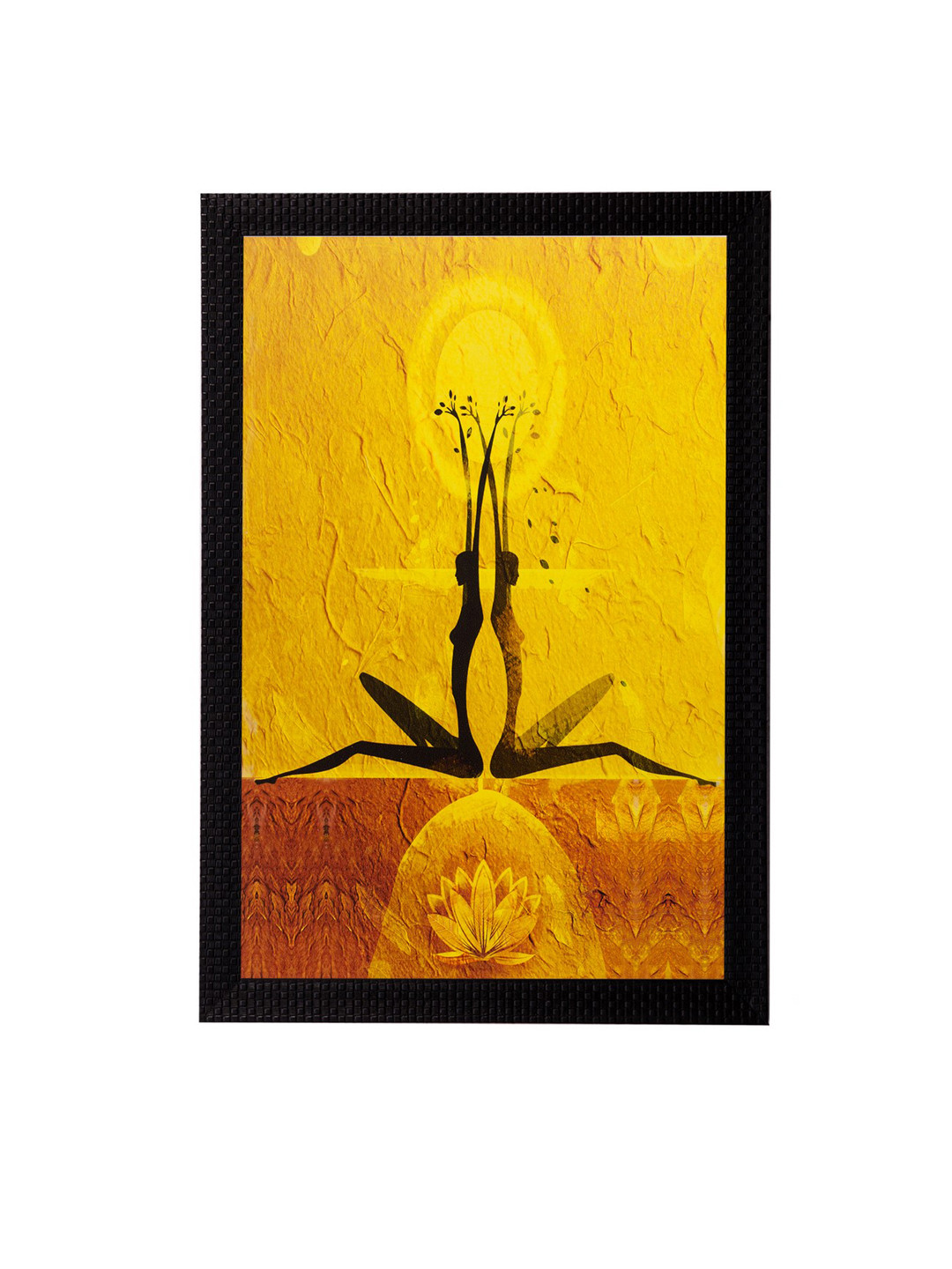 eCraftIndia Girls Pose Synthetic Wood Wall Rectangle Paintings Wall Art 14x11In