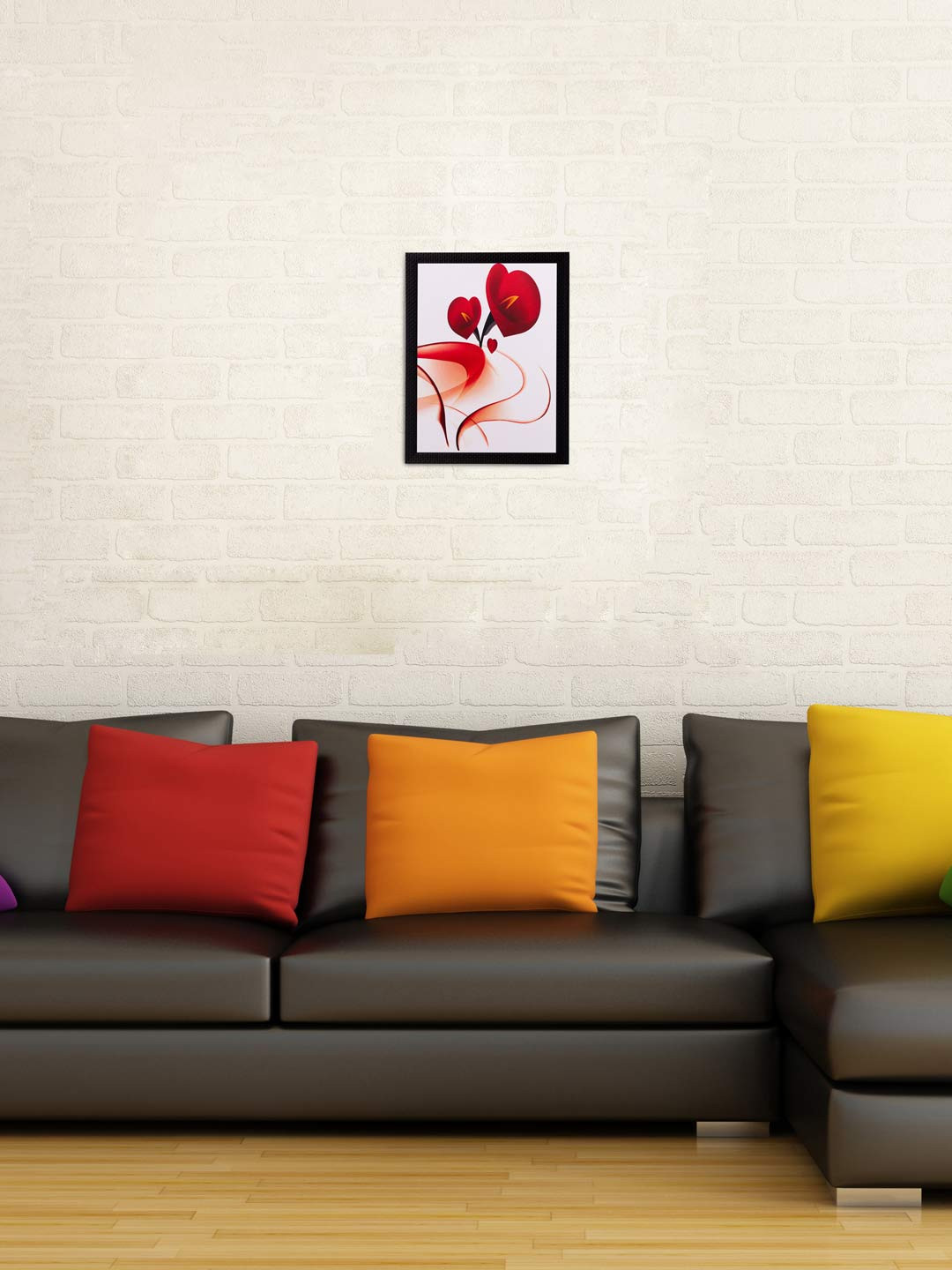 eCraftIndia White & Red Matt UV Framed Wall Art