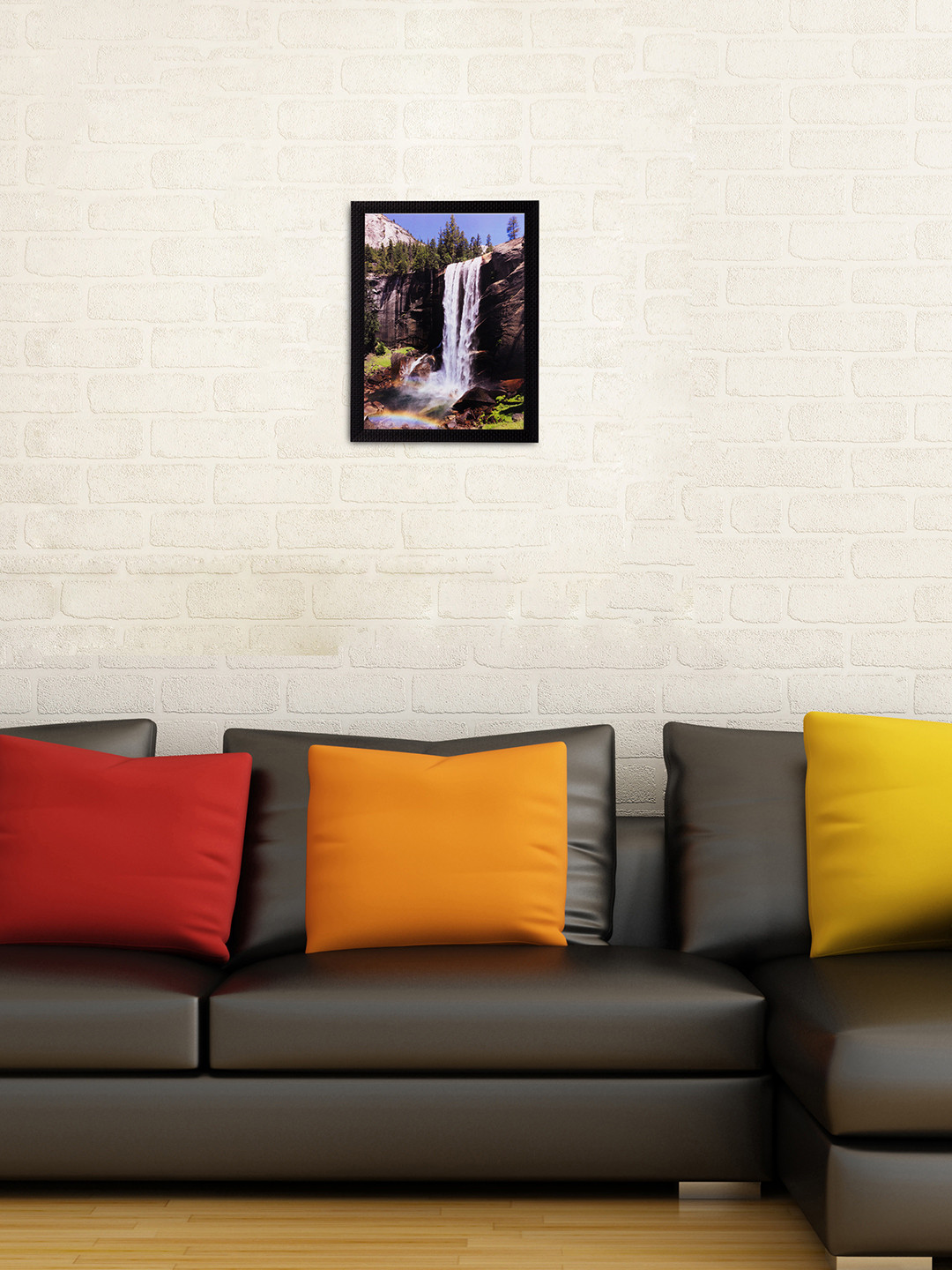 eCraftIndia Waterfall View Paper Wall Rectangle Paintings Wall Art - 14 x 11In