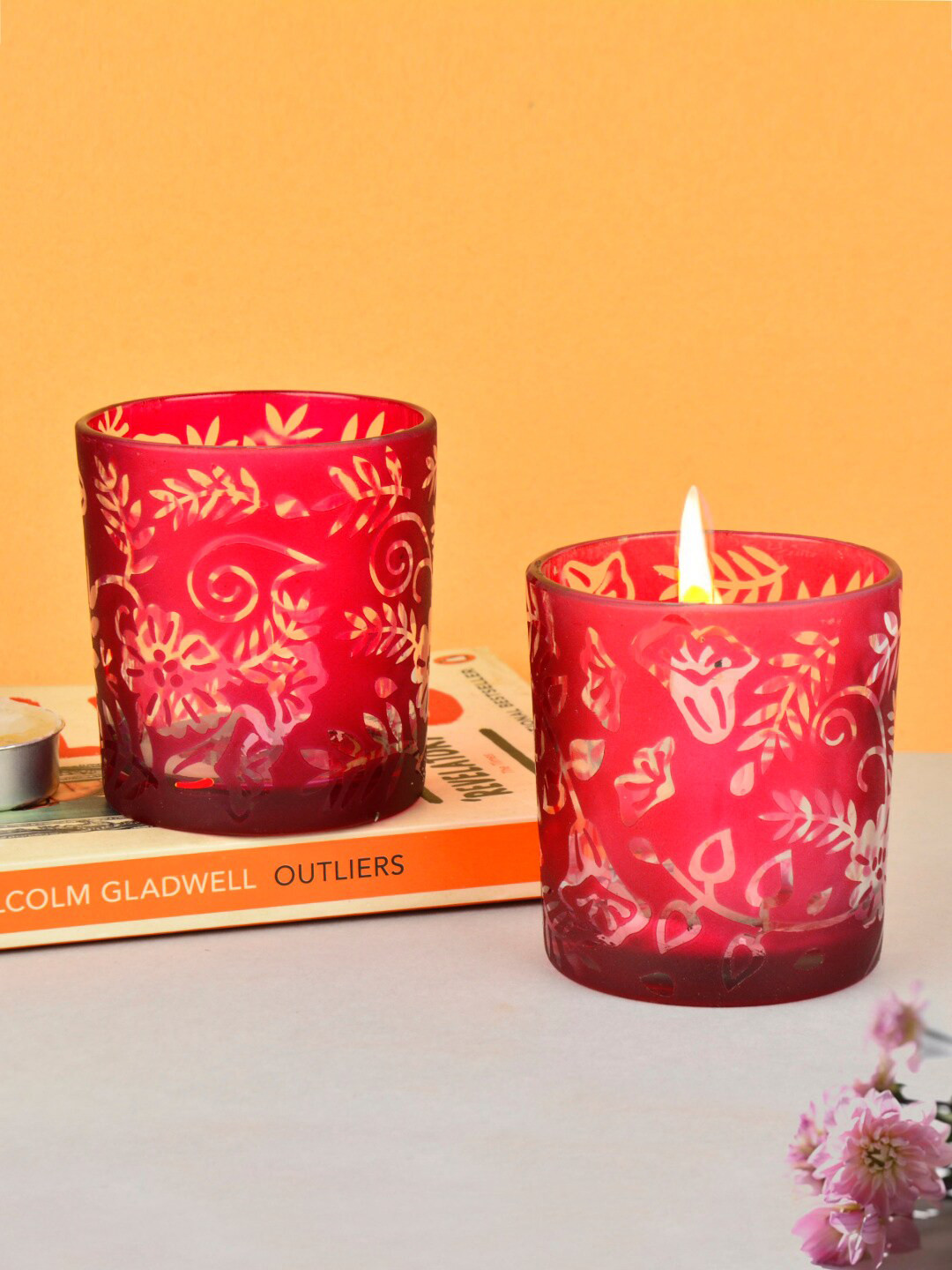 StyleMyWay Set Of 2 Glass Votive Fragrant Candles With Lid