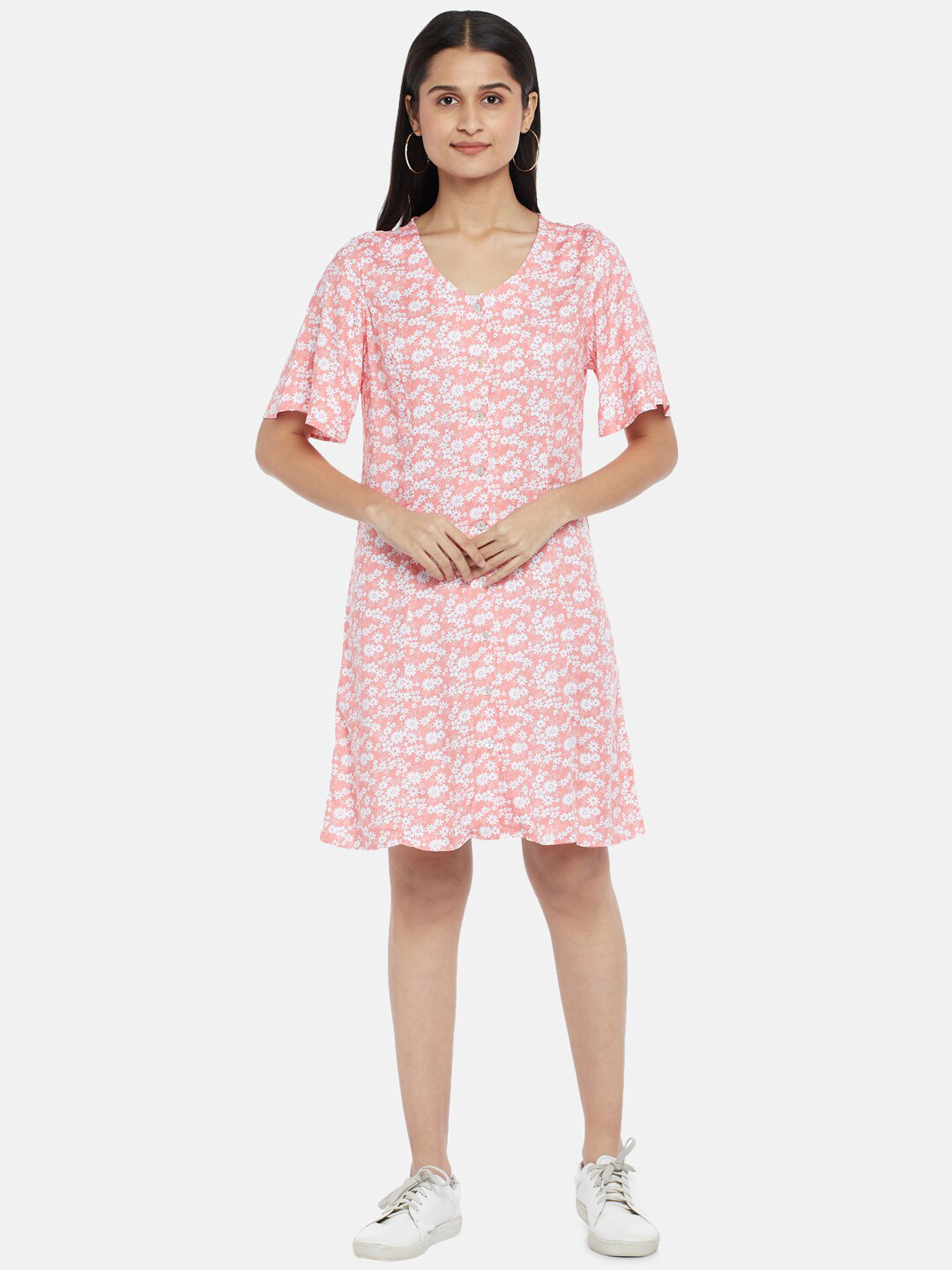 Honey by Pantaloons Pink Floral A-Line Dress