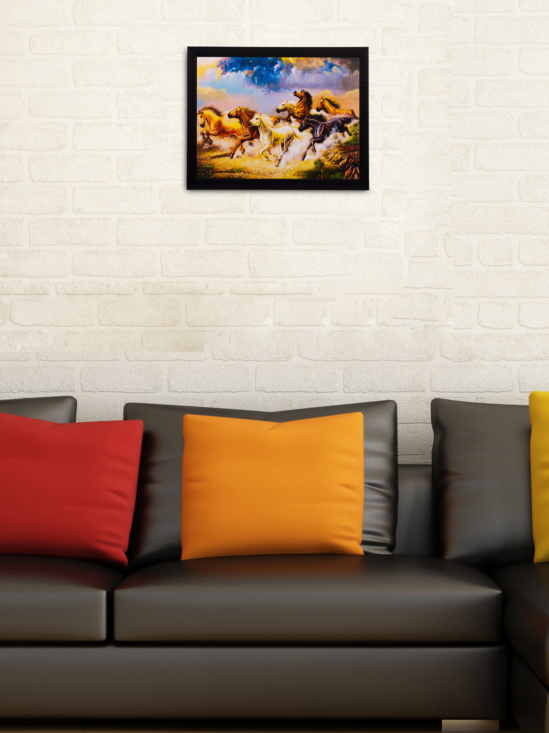 eCraftIndia Multicoloured Running Horses Wall Art