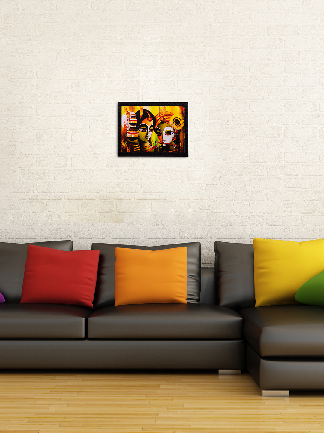 eCraftIndia Multicoloured Radha Krishna Matt Textured Framed Artwork