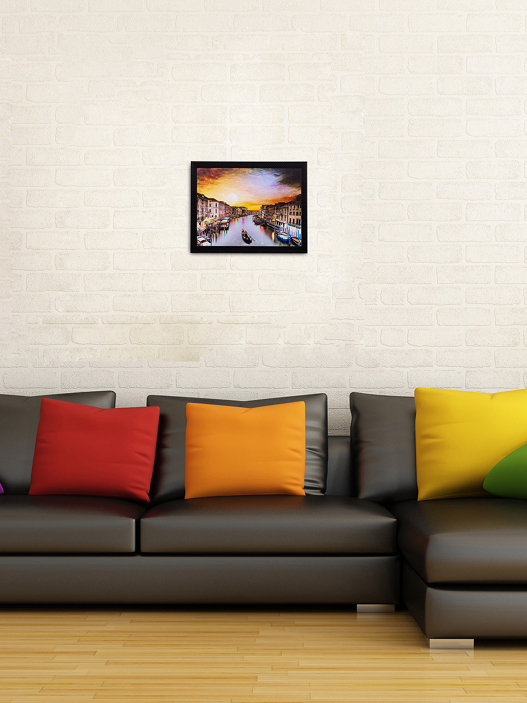 eCraftIndia Multicoloured River View Framed UV Wall Art