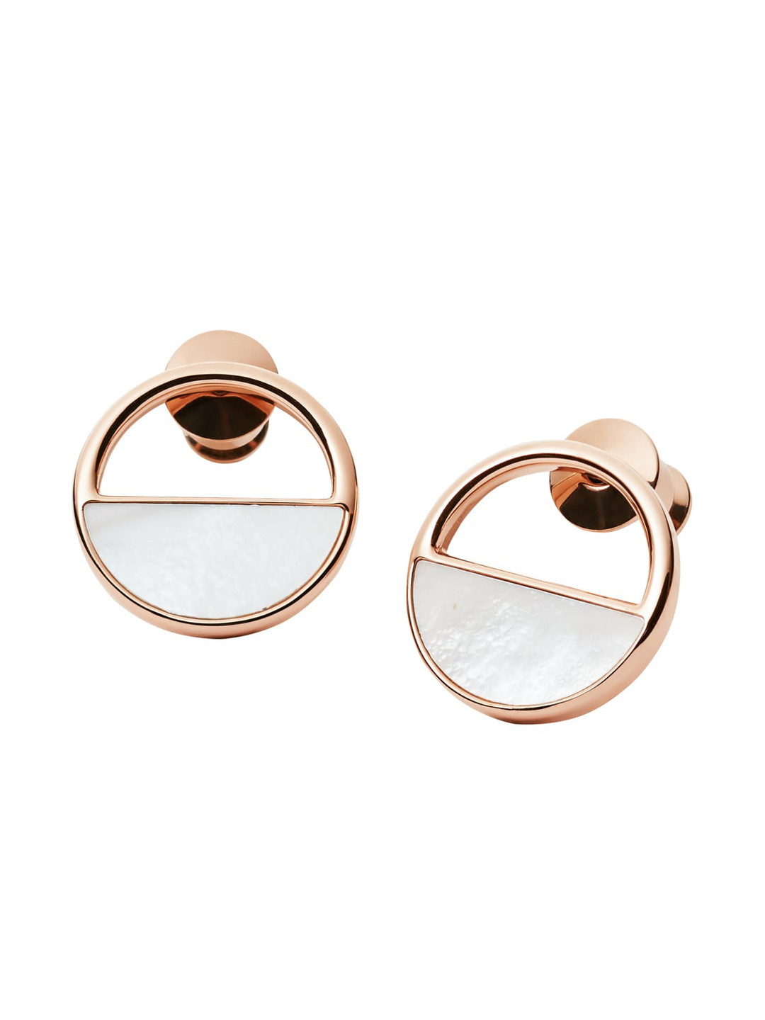 SKAGEN Rose Gold Circular Mother Of Pearl Studs