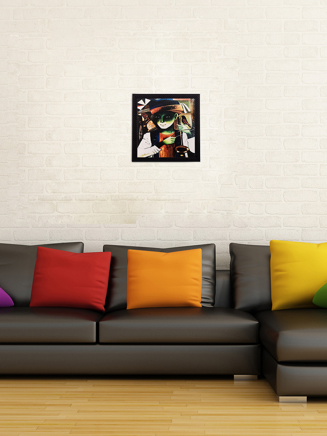 eCraftIndia Abstract Paper Wall Square Portrait Paintings Wall Art -14x14In