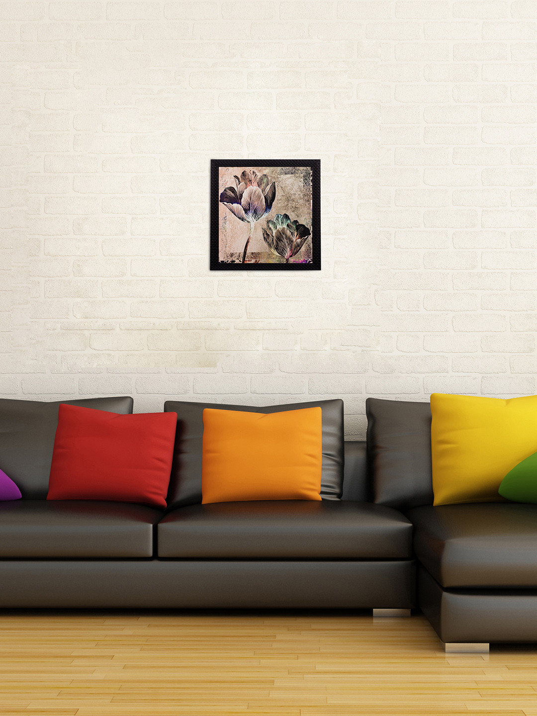 eCraftIndia Floral Paper Wall Square Paintings Wall Art -14 x 14 In