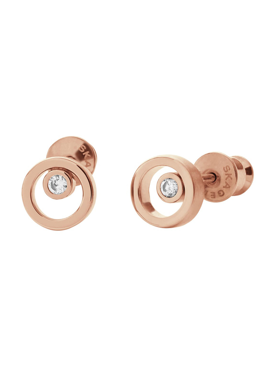 SKAGEN Rose Gold Contemporary Crystal Studded Studs