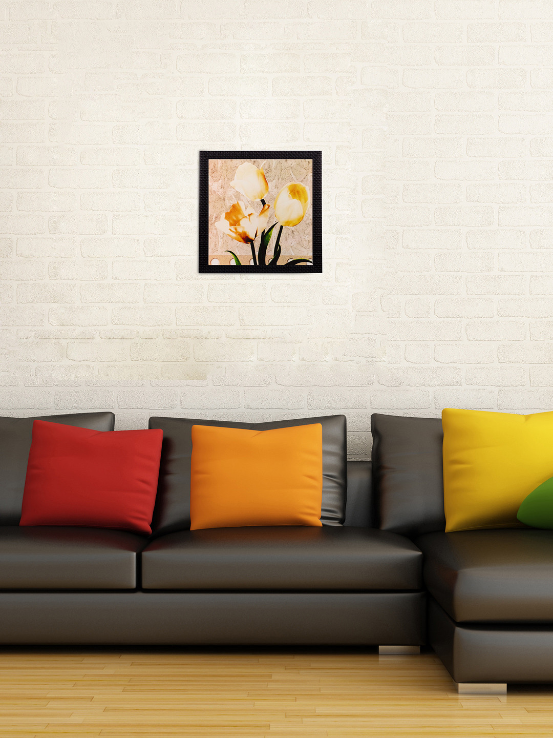 eCraftIndia Floral Paper Wall Square Paintings Wall Art -14 x 14 In