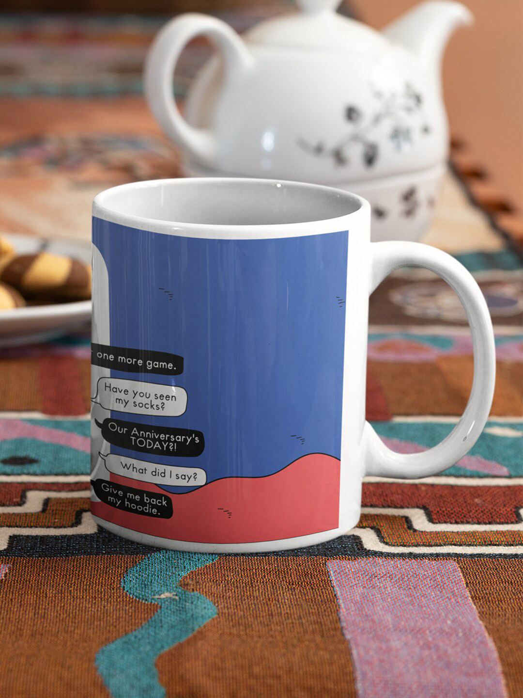 Oye Happy Love Quote Multicoloured Conversational Ceramic Microwave Safe Mug-330ml