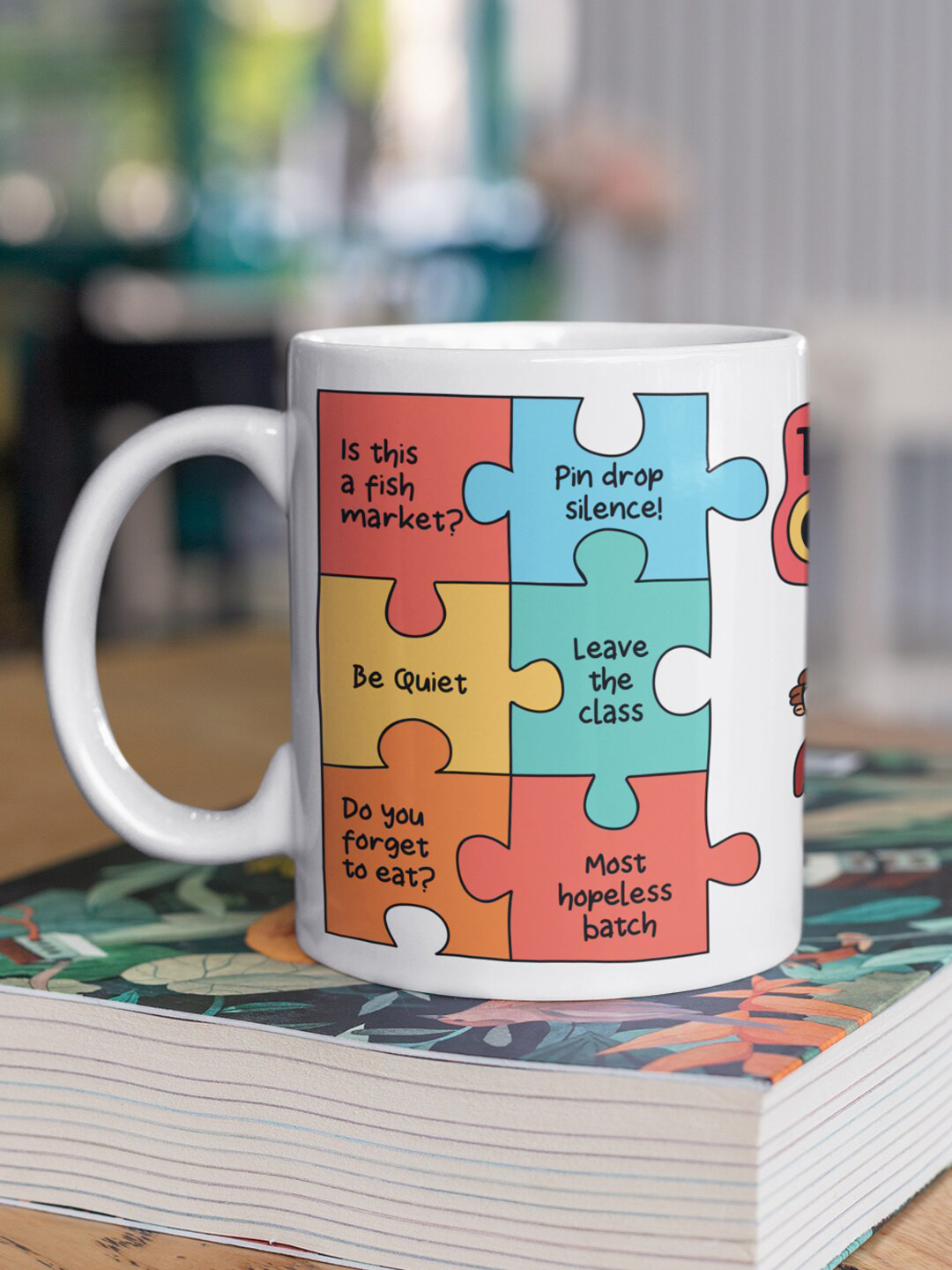 Oye Happy White Typography Ceramic Handmade Mug-330ml