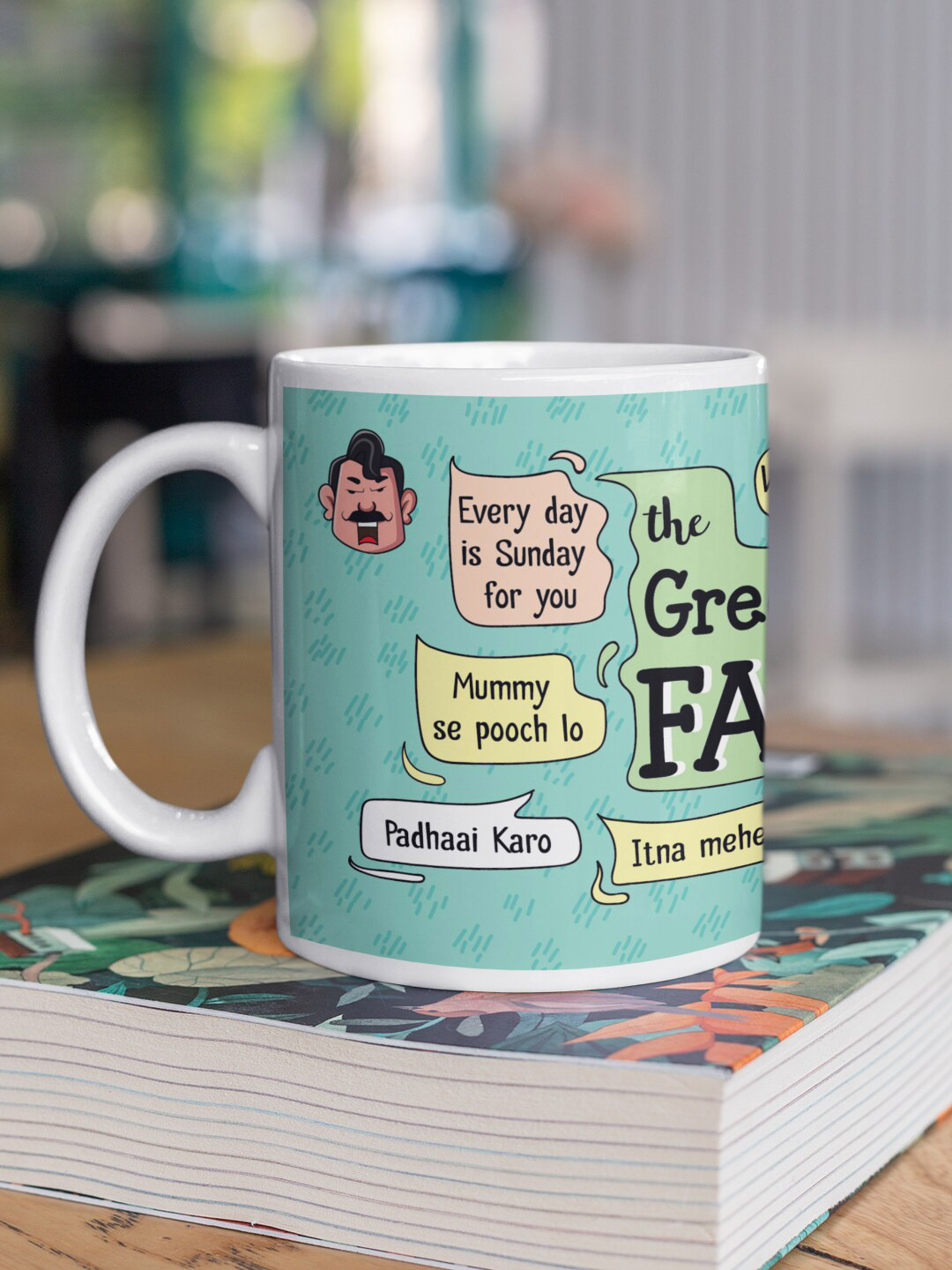 Oye Happy Earthen White Typography Ceramic Handmade Mug-325ml