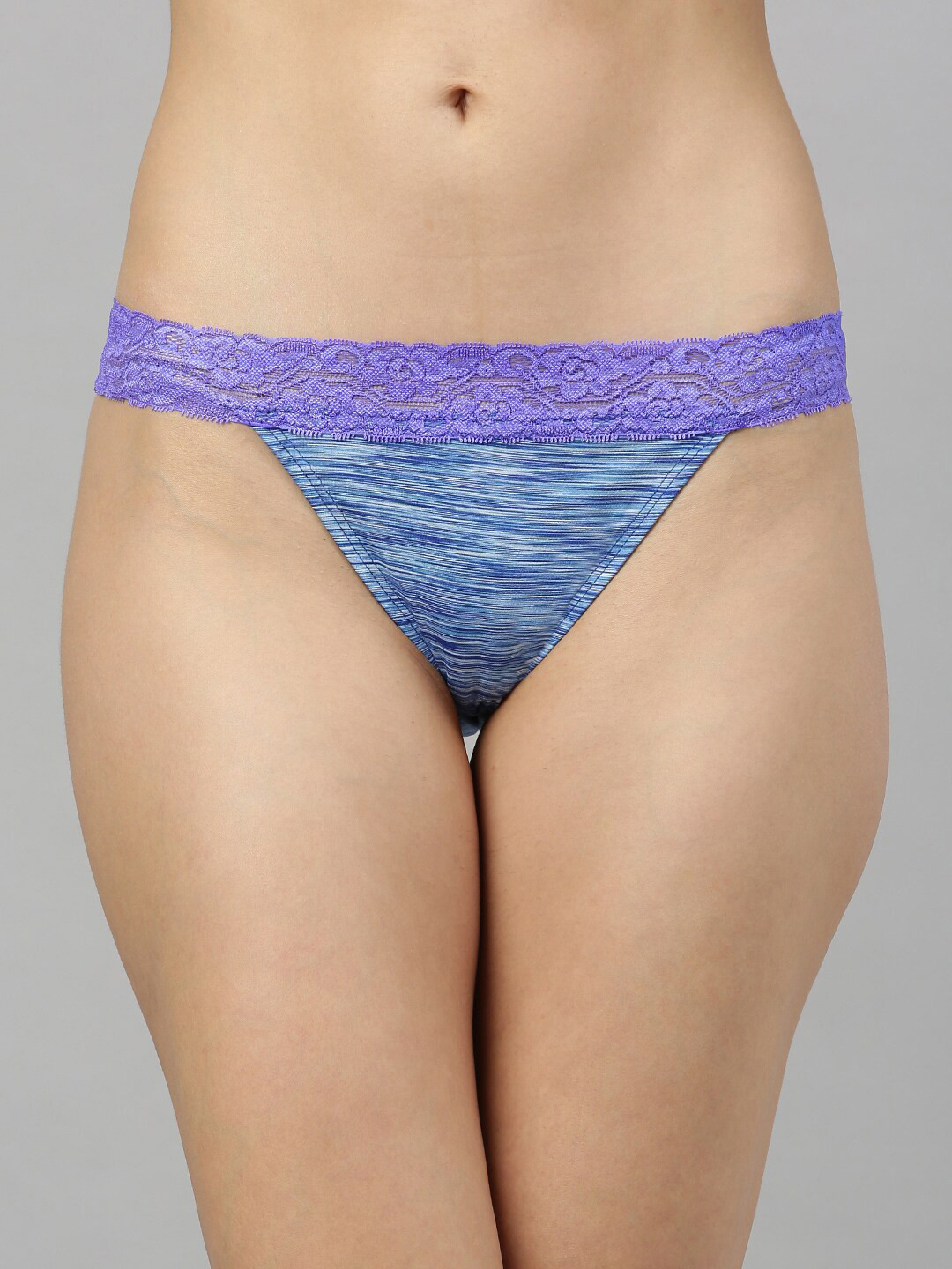 Berrys Intimatess Women Blue & Purple Printed Lacey Bikini Briefs BI-ISB-1002PS