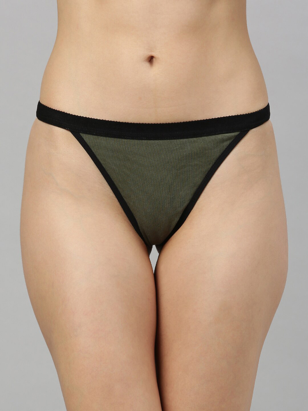 Berrys Intimatess Women Olive Solid Thong Briefs