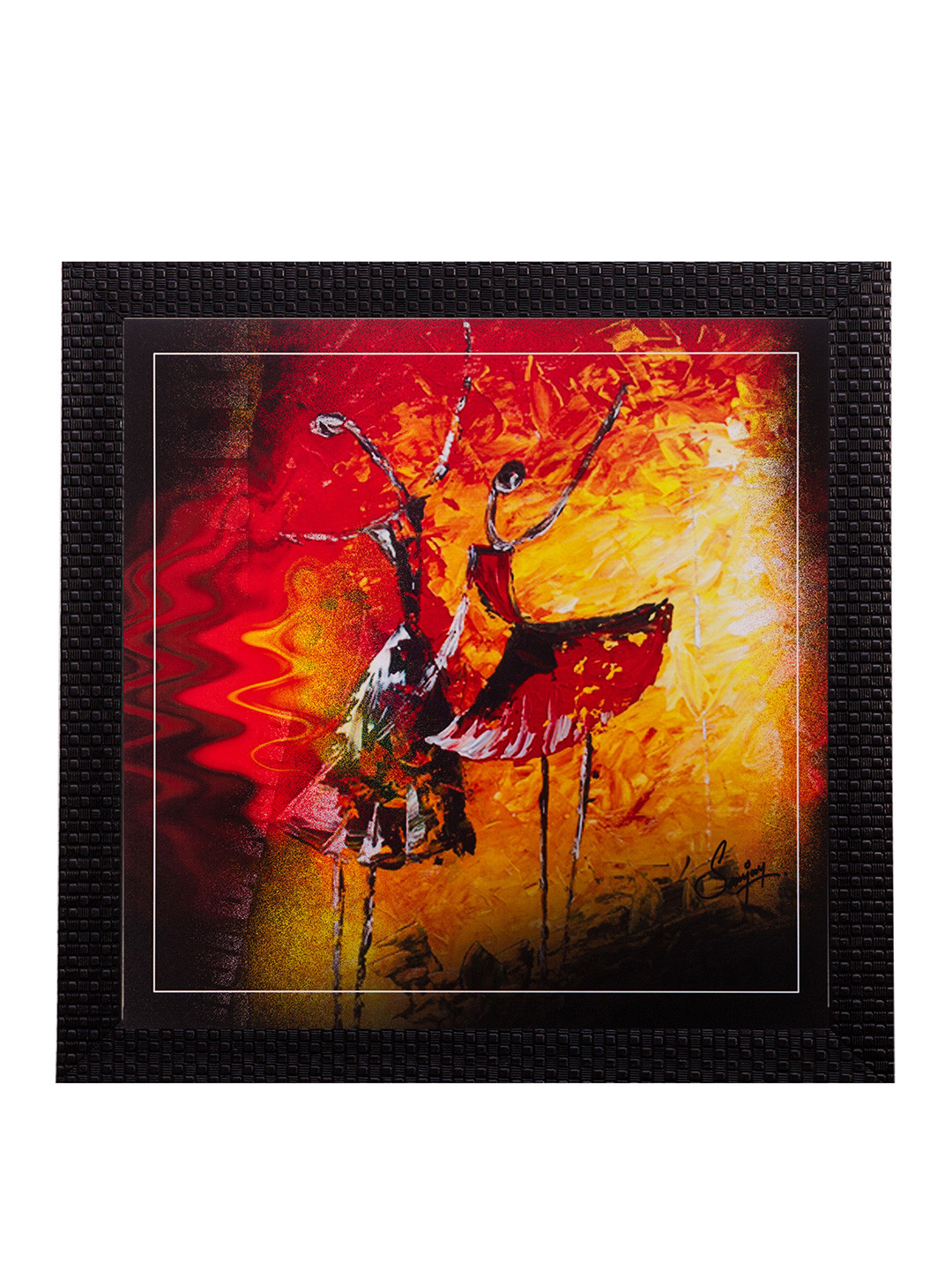 eCraftIndia Dancing Girls Synthetic Wood Wall Square Paintings Wall Art - 14 x 14 In