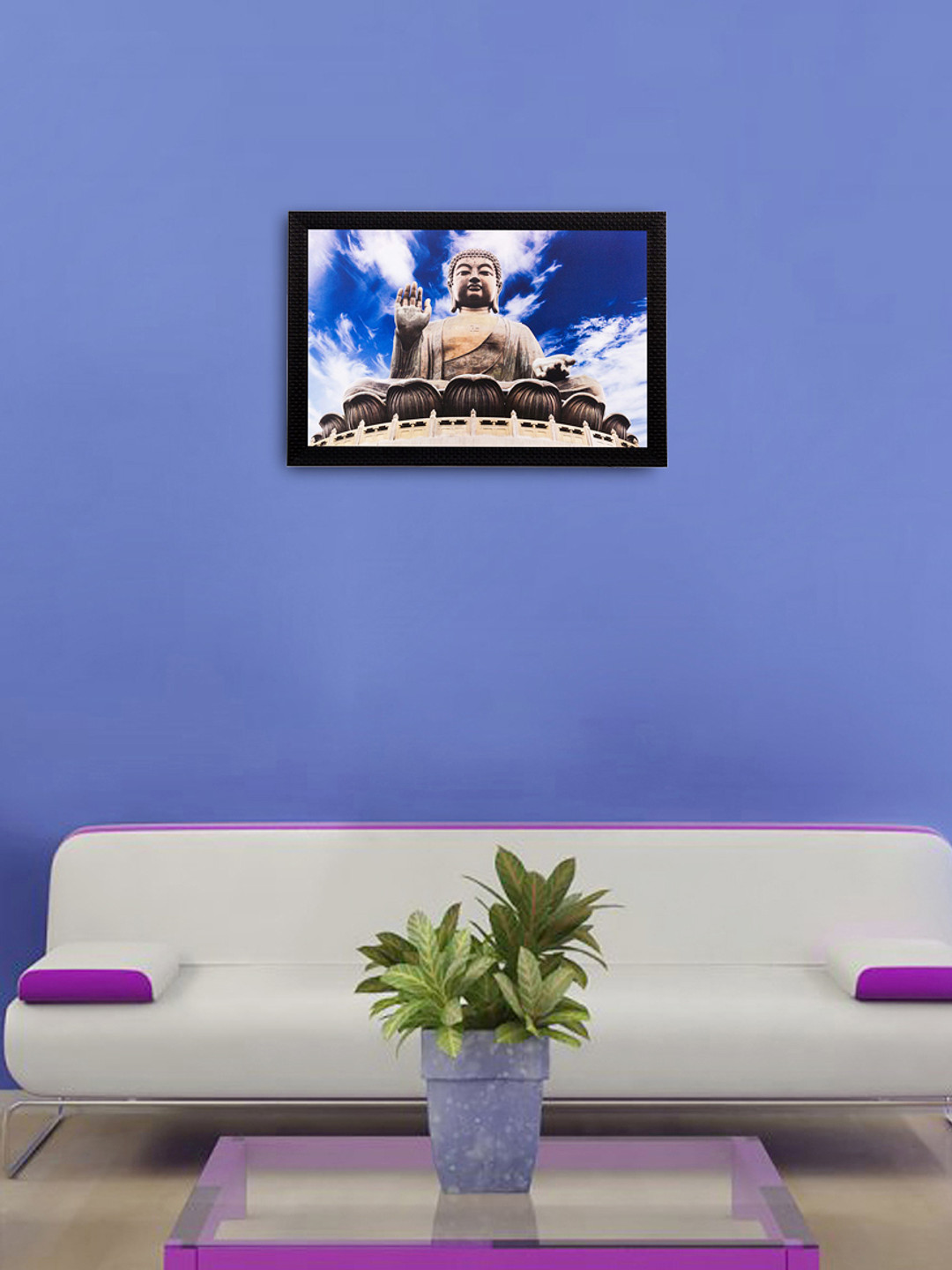 eCraftIndia Multicoloured Lord Buddha UV Wall Art