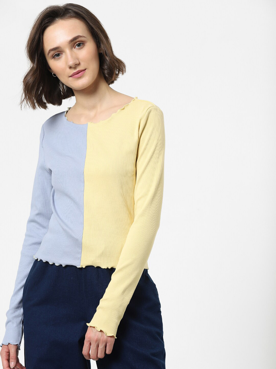 ONLY Yellow Colourblocked Top