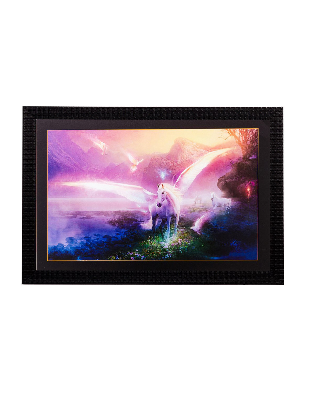 eCraftIndia Horse With Feath Paper Wall Rectangle Paintings Wall Art -14 x 20 In