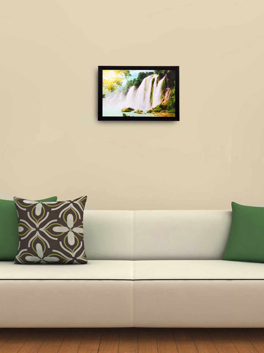 eCraftIndia Multicoloured Soothing Waterfall Matt Wall Art