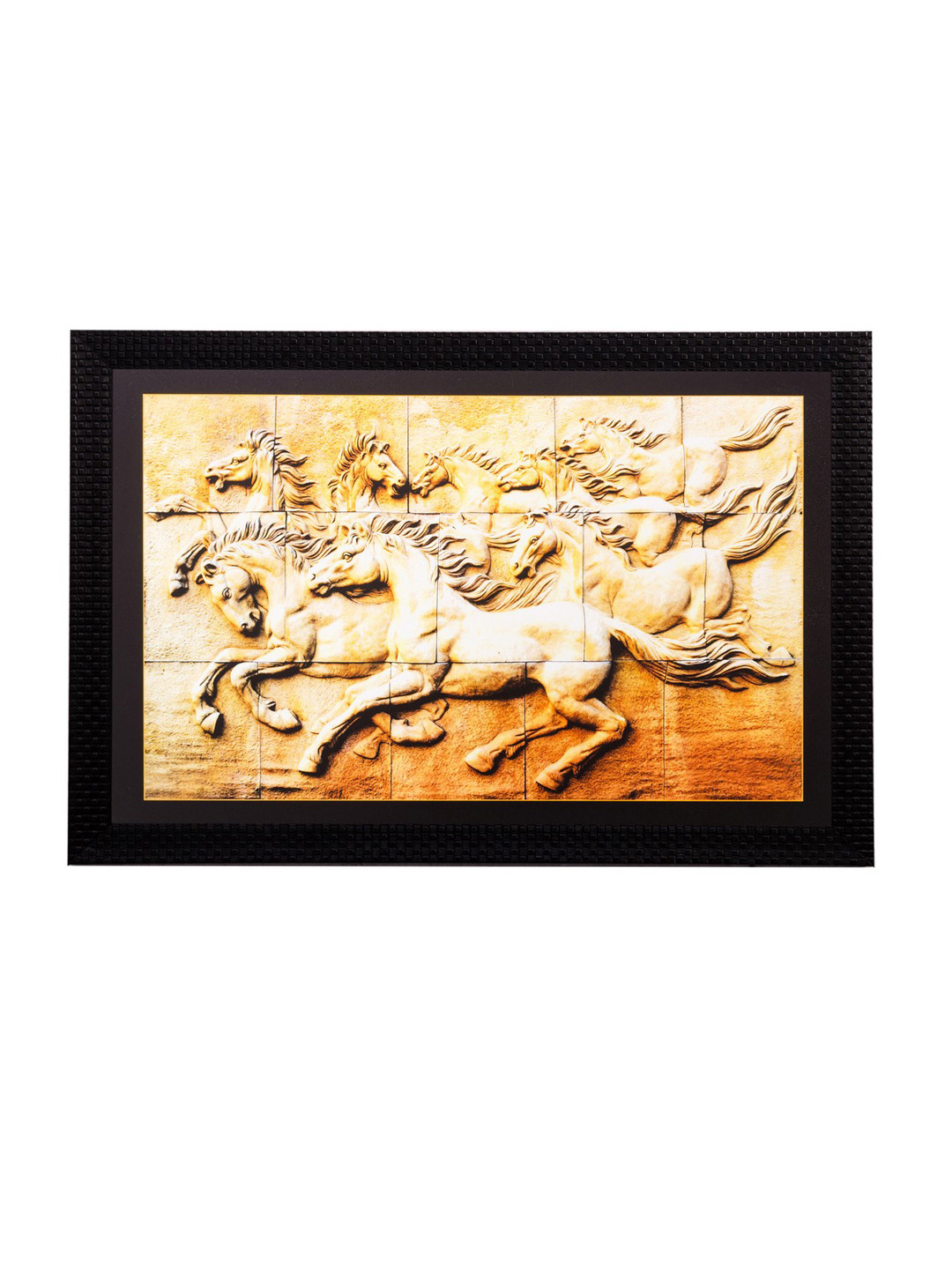eCraftIndia Brown & Beige Horses UV Wall Art