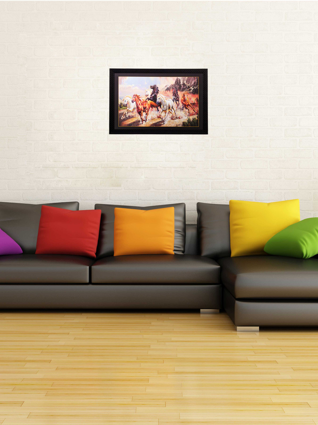 eCraftIndia Racing Horses Paper Wall Rectangle Paintings Wall Art - 14 x 20 In