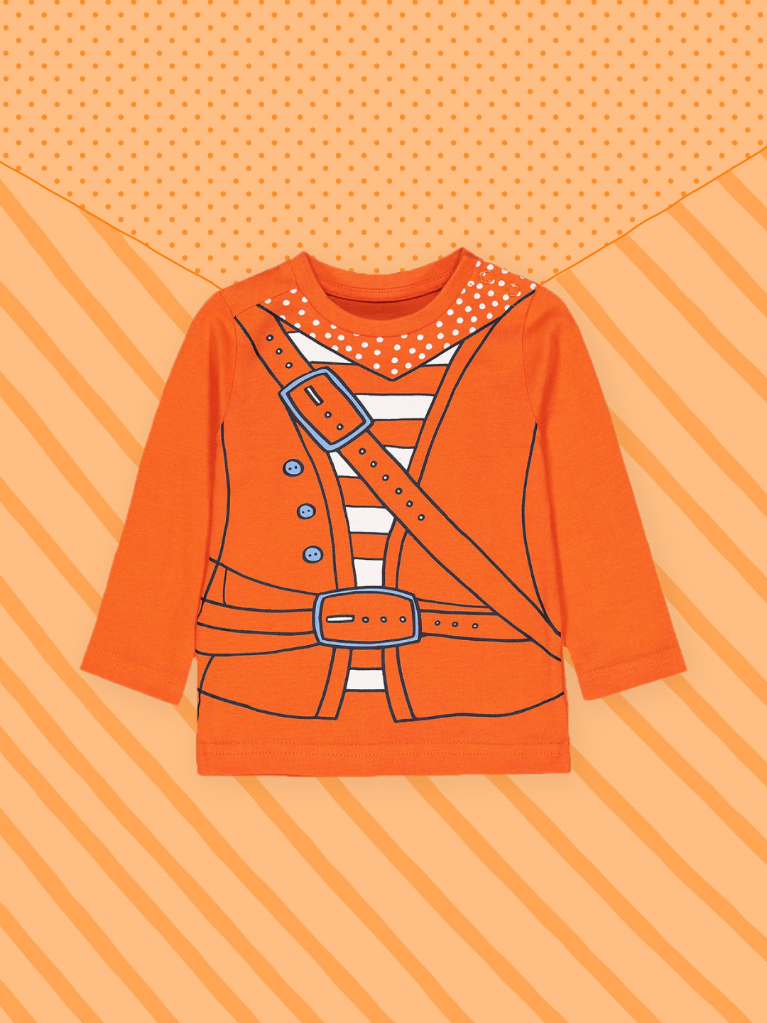 mothercare Boys Orange Pirate Print Pure Cotton T-shirt