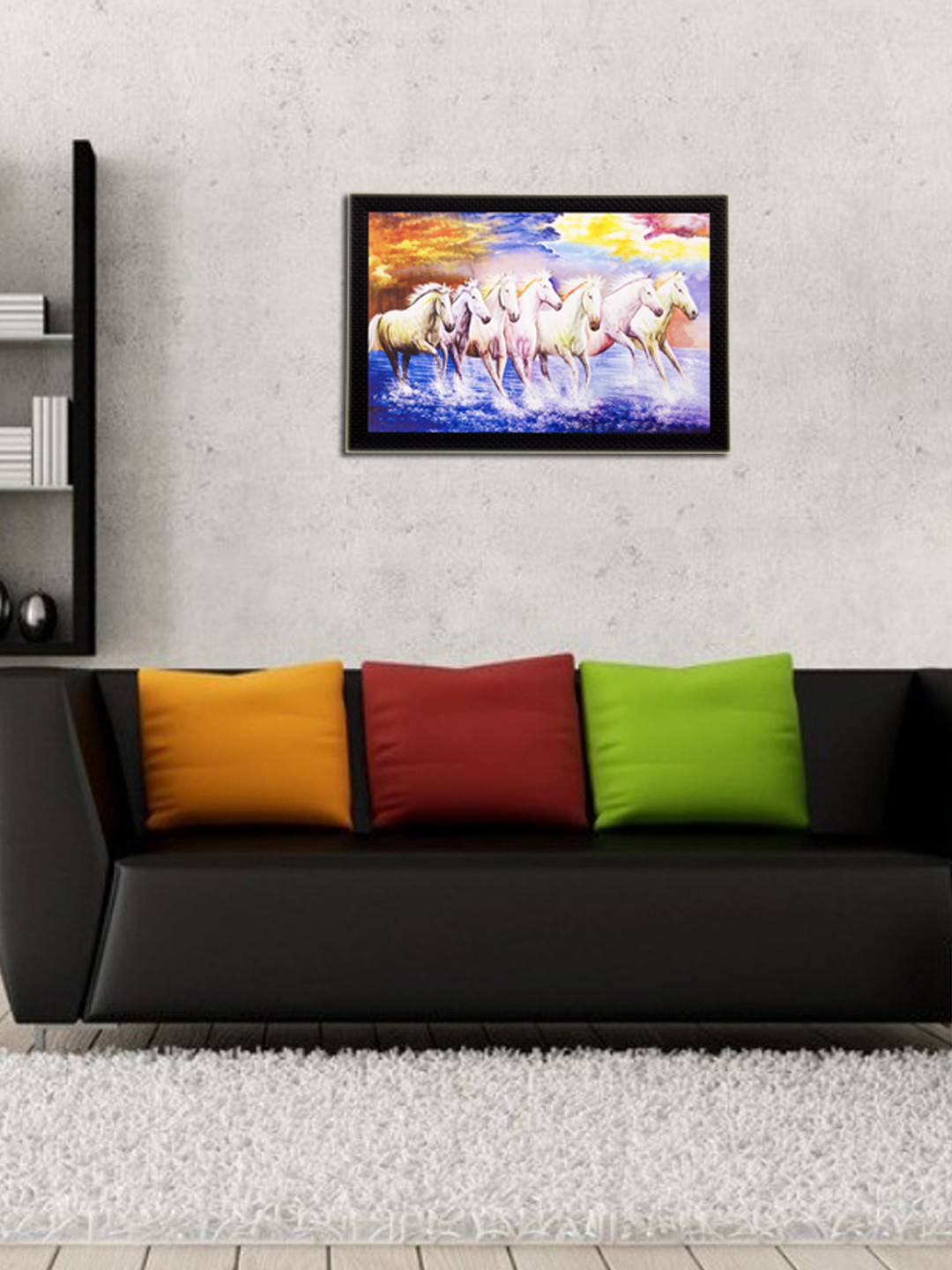 eCraftIndia Horse Synthetic Wood Wall Living Room Rectangle Paintings Wall Art -13 x 20In