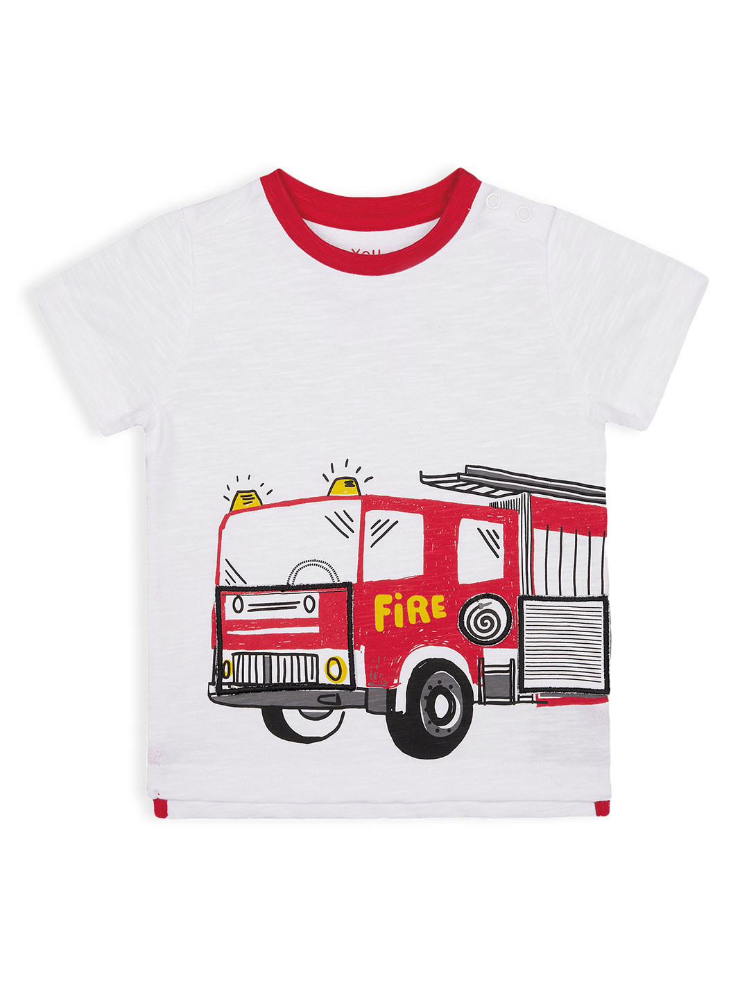 mothercare Infant Boys White Fire Engine Print Pure Cotton T-shirt