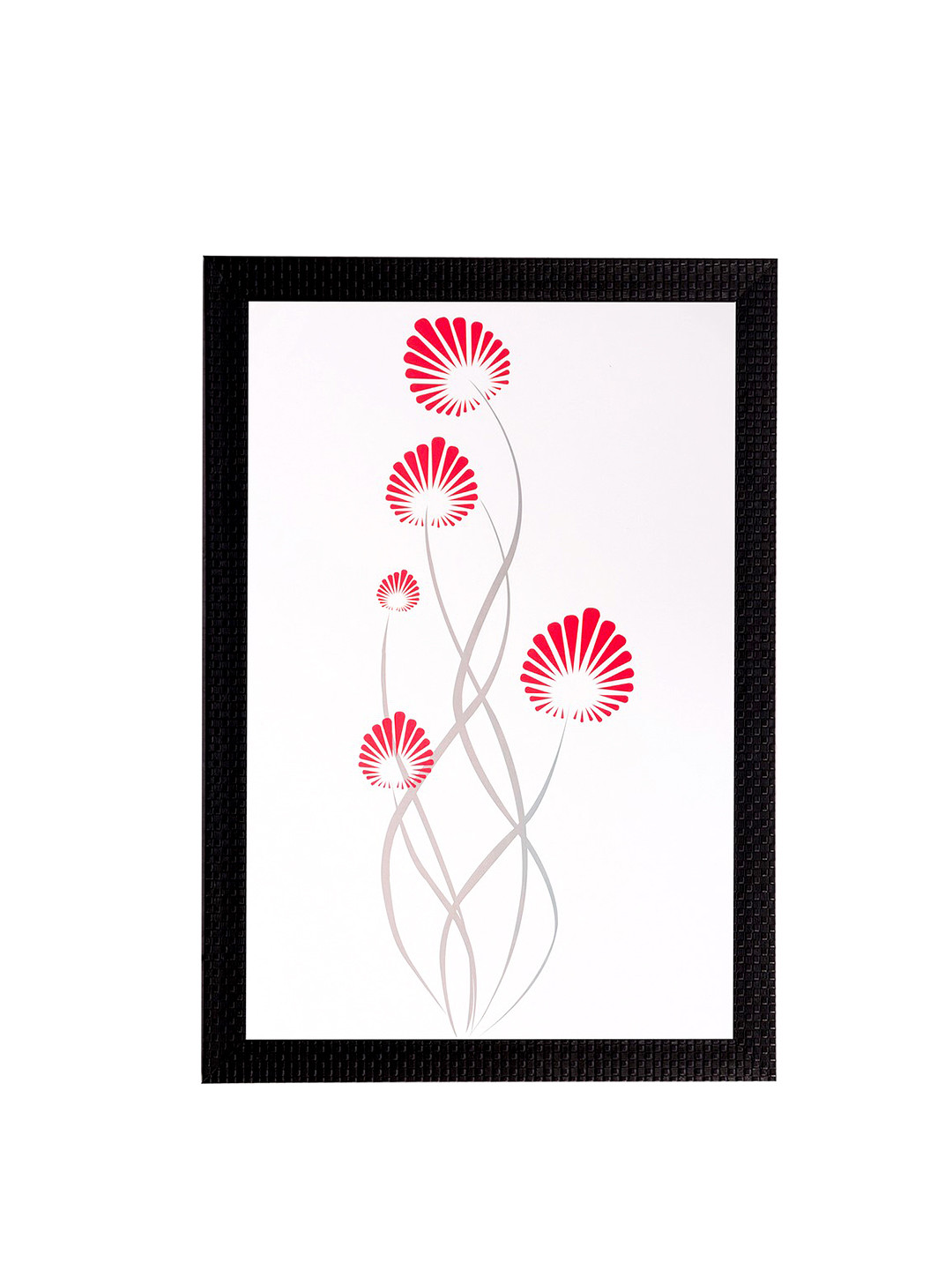 eCraftIndia Red Floral Paper Wall Rectangle Paintings Wall Art -14 x 20 In