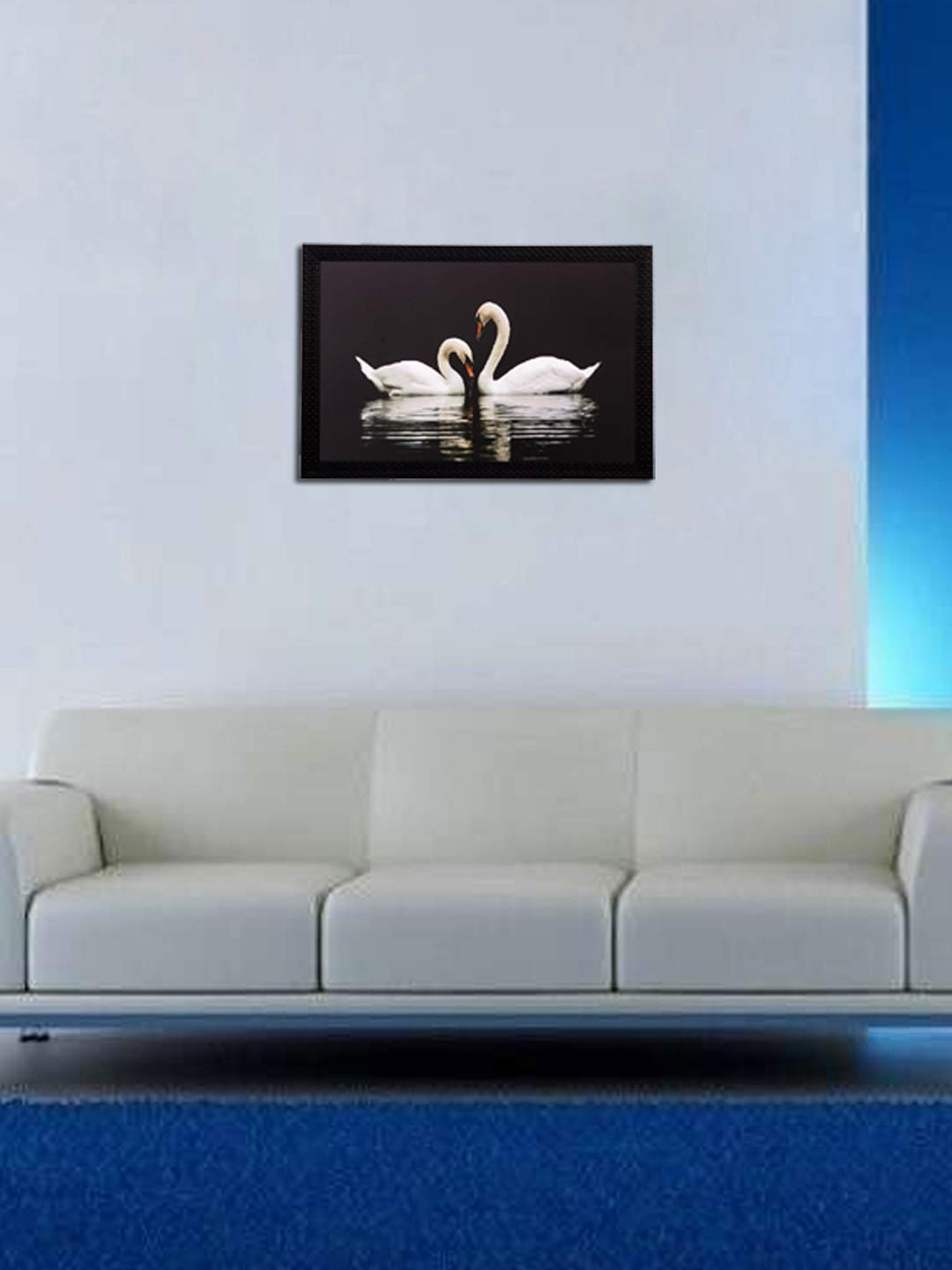 eCraftIndia Black & White Lovely Ducks Matt Textured Wall Art