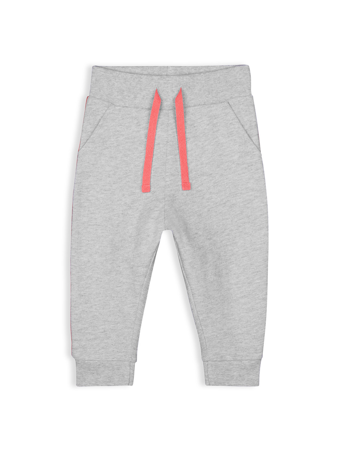 mothercare Infant Girls Grey Melange Solid Knitted Joggers with Side Taping Detail