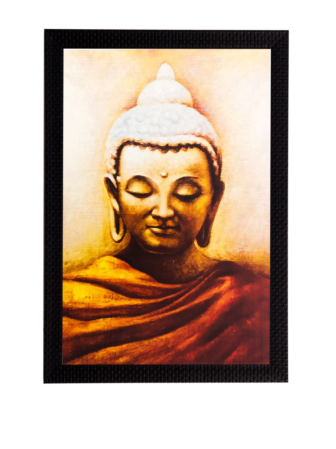 eCraftIndia Brown & Beige Enlightening Lord Buddha UV Framed Wall Art
