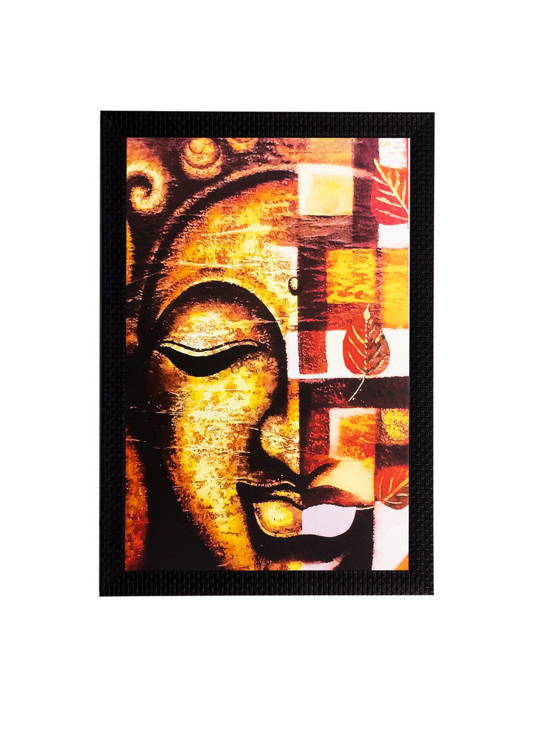eCraftIndia Orange & Brown Meditating Lord Buddha UV Wall Art