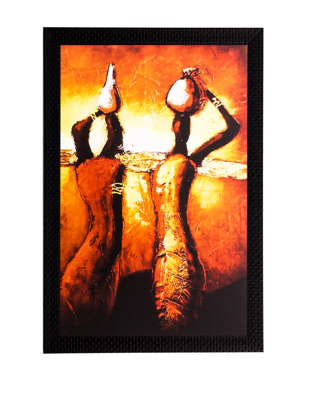 eCraftIndia Multicoloured Tribal Women UV Framed Wall Art