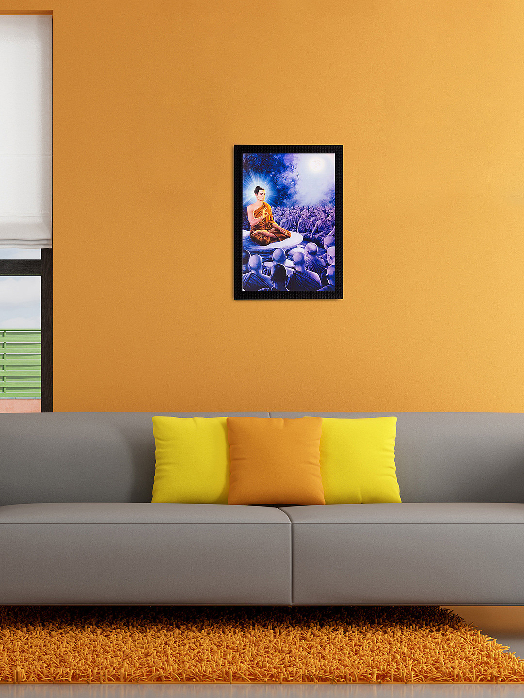 eCraftIndia Enlightening Buddha Paper Wall Rectangle Paintings Wall Art -14 x 20 In