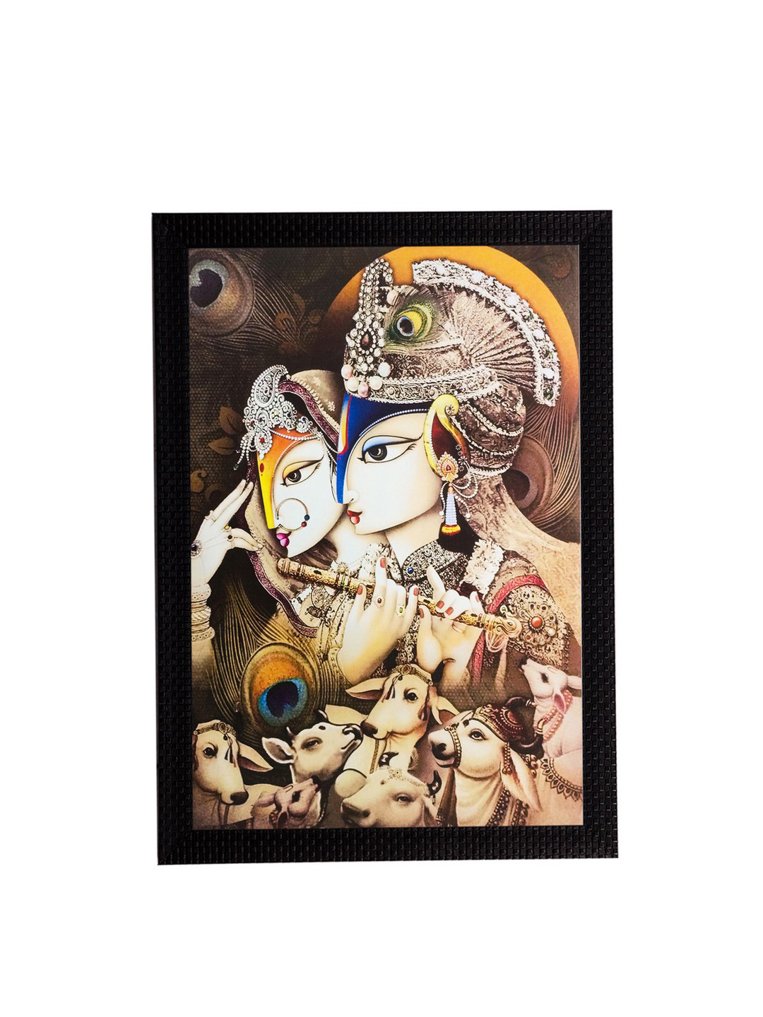 eCraftIndia Multicoloured Radha Krishna Matt Textured Wall Art