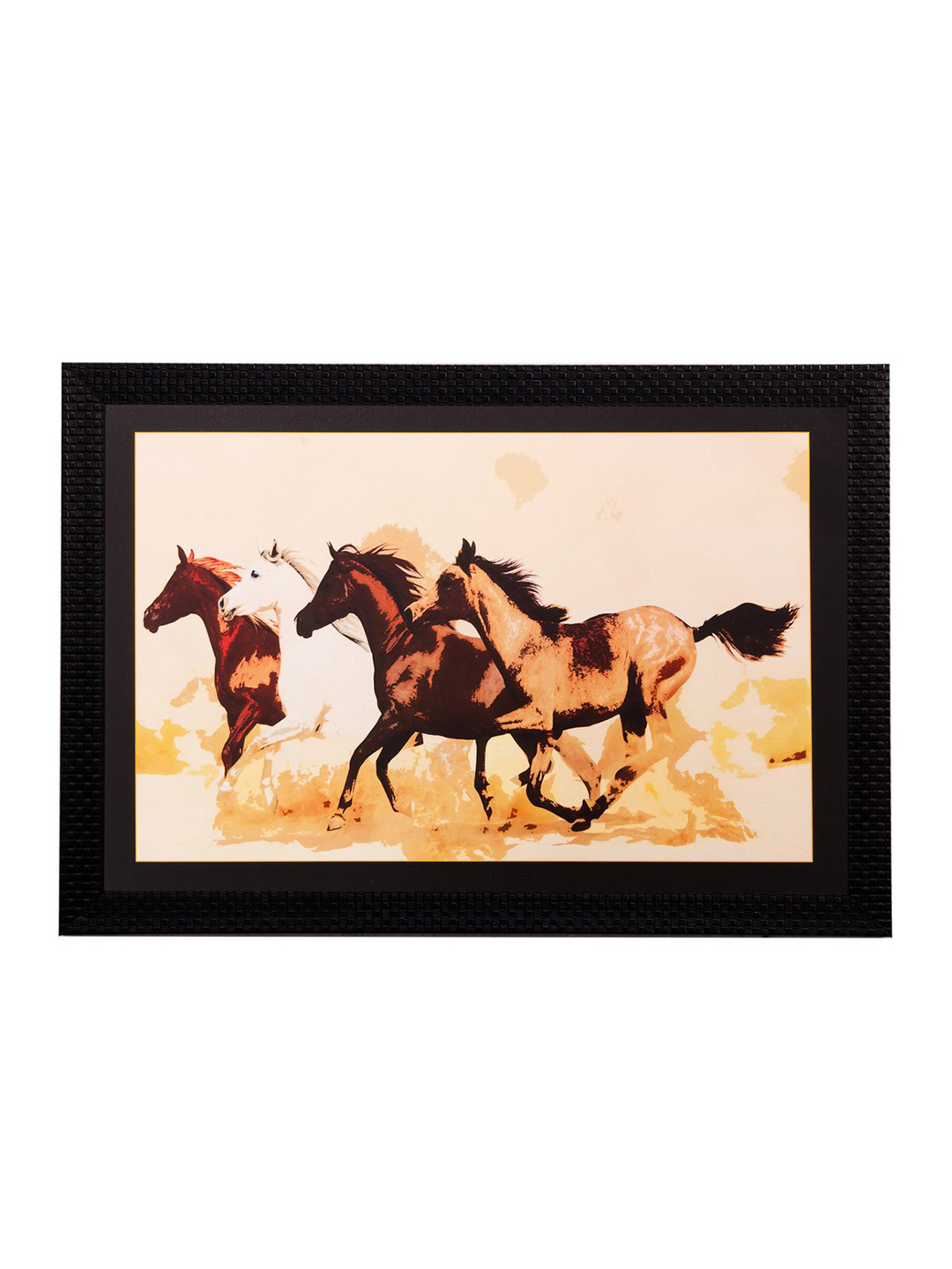 eCraftIndia Running Horses Matt Textured UV Framed Wall Art